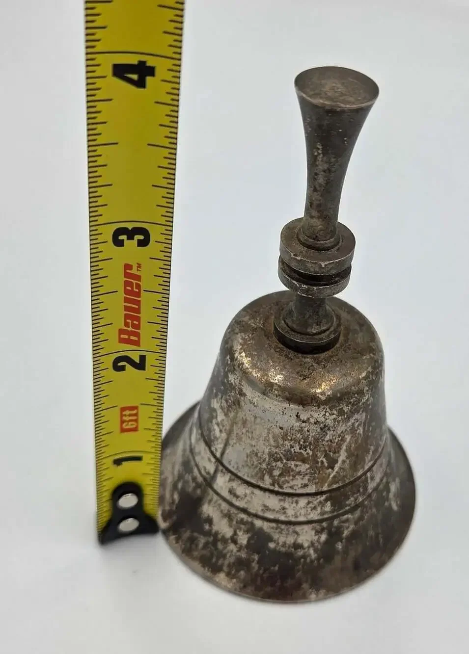 Vintage Silver Plated Metal Hand Bell Tarnish Finish Hong Kong
